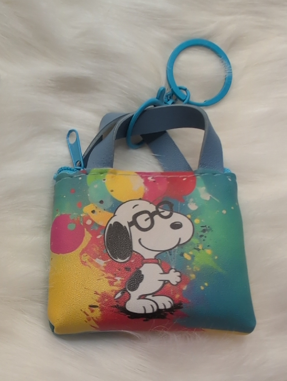 Dog Blue Multicolor Mini Coin Purse/Key Ring/Bag Charm